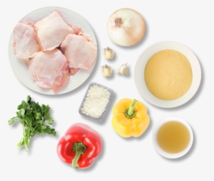 Braised Chicken Thighs With Caramelized Peppers & Onion - Onion Top View Png #1926493