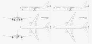 Plane Drawing, Landing Gear, Air Lines, Wide Body, - Boeing 777 300er Diagram #1930153