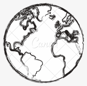 Line Drawing Of Globe At Getdrawings - Earth Sketch Transparent Background #1931137