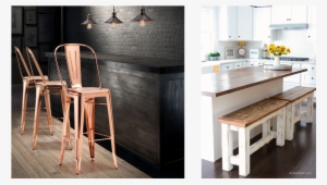 Rose Gold And Country Kitchen Counter Stools - Country Style Kitchen Island Ideas #1931430
