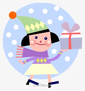 Girl Walking In The Snow Royalty Free Vector Clip Art - Cartoon #1933503