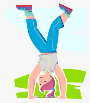 Girl Walking On Her Hands Royalty Free Vector Clip - Walking On Hands Clipart #1933664
