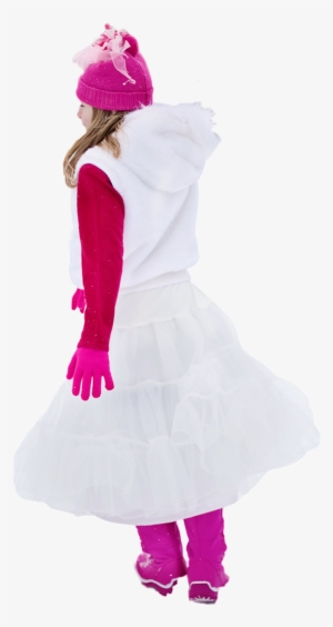 Young Girl,white Dress,pink,hot Pink,walking,winter,free - Dress #1933688