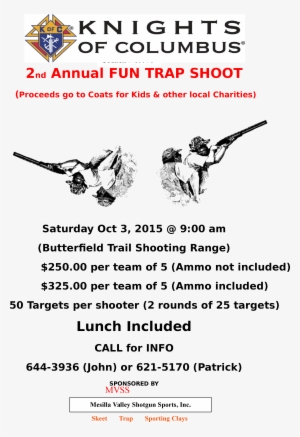 Flyer K Of C Trap Shoot - Knights Of Columbus Flyer #1949786