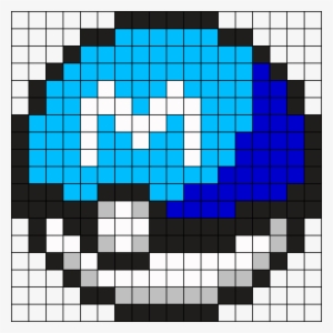 Team Mystic Pokeball Perler Bead Pattern / Bead Sprite - Pokeball Pixel Png #1951998