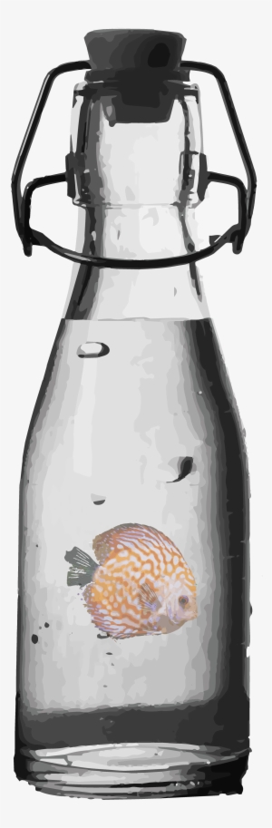Fish Swimming In A Illustration On Redbubble - Bottle #1953972