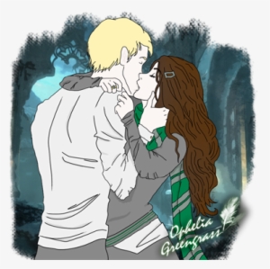 Drastoria Kiss During Night By Orquideamelinda - Astoria Greengrass And Draco Malfoy Fan Art #1955030