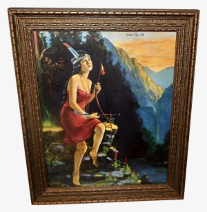 Native American Indian Maiden In Red Holding Bow And - Native Americans In The United States #1956585