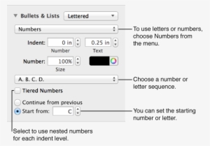Controls To Format Numbers And Letters In Lists - Viñetas En Pages #1959230