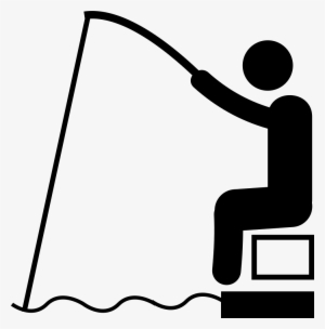 Sitting Man Fishing - Fishing Icon Black And White #1959822