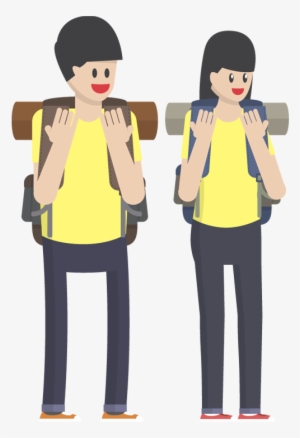 Young Happy Couple Traveling Together - Backpackers Infographic #1965840