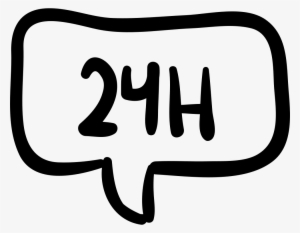 24 Hours In Speech Bubble Hand Drawn Commercial Signal - Hotel #1968783