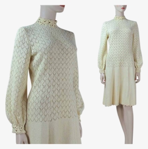 Wonderful Vintage 1970's Creamy Yellow Polyester Knit - Formal Wear #1971637