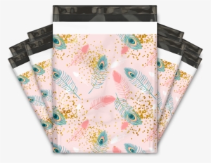 Pink Peacock Feathers Designer Poly Mailers Shipping #1975751