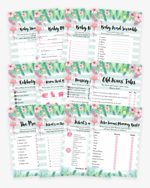 Tropical Flamingo Baby Shower Game Pack - Baby Shower #1979039