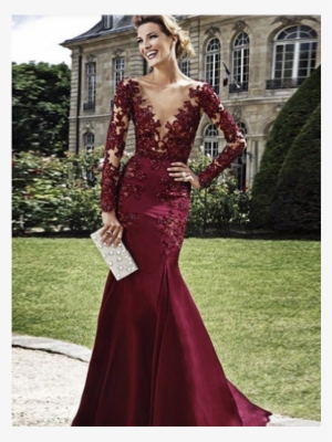 Burgundy Prom Dress, Lace Prom Dress, Plus Size Prom - Vestidos Corte Sirena 2017 De Noche #1982790