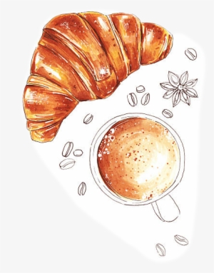 Largest Collection Of Free To Edit Croissant@super - Dibujo Cafe Con Croissant #1988597