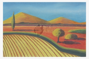 Landscape Abstract Pastel Fields - Watercolor Paint #1988682