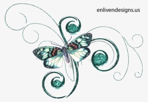 Teal Butterfly Glitt - Scrapbook Embellishments Free Download #1991647