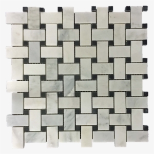 Pearl White Basketweave With Black Dot Mosaic Honed #1992404