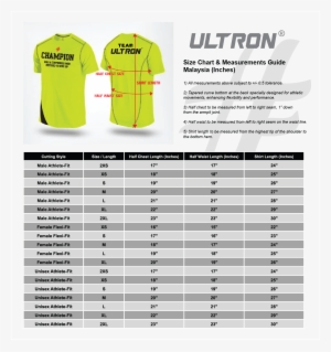 Ultron Size Chart All - Malaysia Shirt Size Chart #1994105