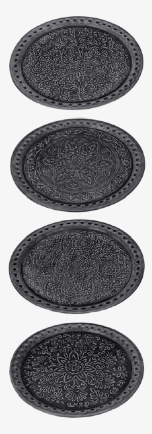 Plate 52 Cm Metal Black • - Mix Wzorów Talerz Metalowy #1994989