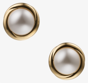 Clip On Pearl Gold Button Earrings - Earring #1995914