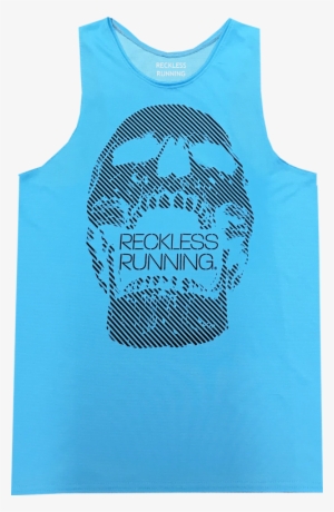 Men's Turquoise Grid Skull Performance Racing Singlet - Active Tank #1997286