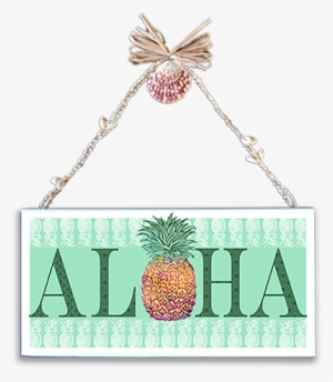 Aloha Pineapple Varnished Canvas Sign - Seedless Fruit #1999087