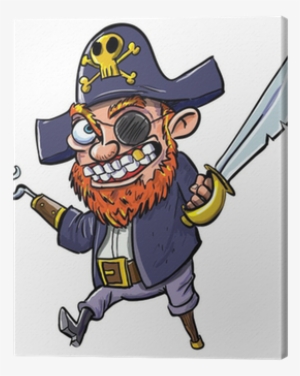 Cartoon Pirate With A Hook And Cutlass Canvas Print - Cartoon Pirates #1999281