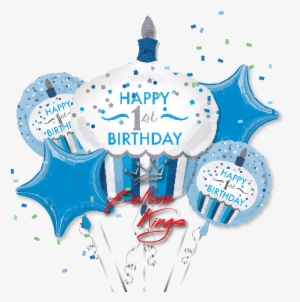 Birthday Boy Cupcake Bouquet Balloon Kings Png 1st - Happy 1st Birthday Transparent #1999728