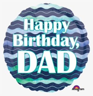 18" Watercolor Waves Hbd Dad Foil Balloon - Lighthouse Flower Shop #20716