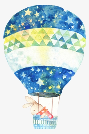 Watercolor Painting Balloon Bunnies - Hot Air Balloon Watercolor #20945
