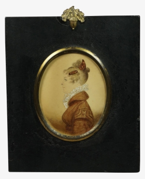 Antique Watercolor Portrait Miniature Regency Lady - Comb #22189