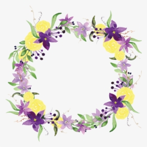 Royalty Free Stock Burlap Vector Floral - Purple And Yellow Flowers Border #22226