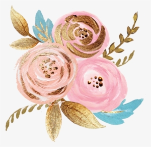 Pink Gold Watercolor Plant Ink Paint Flowers Freetoedit - Rose Gold Watercolor Floral #22950