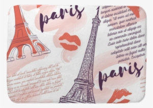 Vintage Seamless Pattern With Eiffel Tower, Kisses, - Torre Eiffel Animada #22994