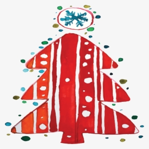 Hand-painted Watercolor Red Christmas Tree Transparent - Illustration #23116