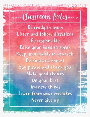 Tcr7554 Watercolor Classroom Rules Chart Image - Classroom Rules Chart #25540