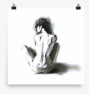 Printed Watercolor Hot Girl Poster Of A Sexy Naked - Figure Drawing #25566