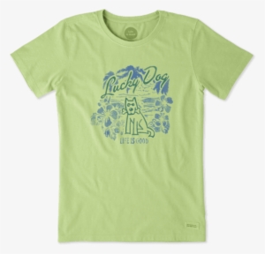 Life Is Good Womens L Large Green Lucky Dog Rocket #26087