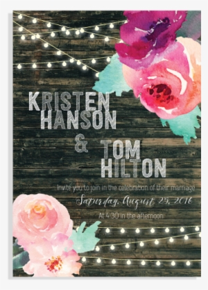 Watercolor Floral & Inspired Wood Art Invitation Set - Hybrid Tea Rose #27178