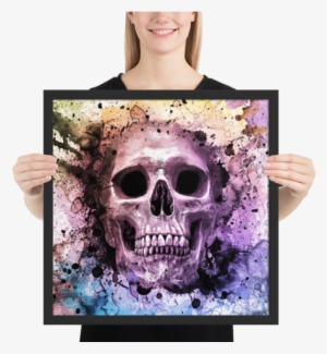 Watercolor Skull Framed Poster - Watercolor Painting #27335