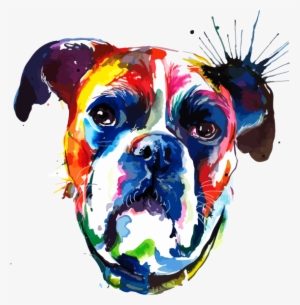 Watercolor Dog Printed Transfers - Boxer Canvas Artwork Print By Weekday Best #27669