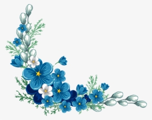 Blue Flower Border Png Image Freeuse - Royal Blue Flower Border #28466