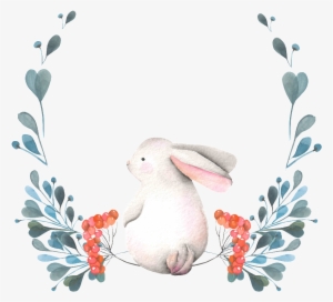 The Rabbit Png Transparent Hand-painted Back Seated - Animal Wreath Watercolor #201195 The Rabbit Png Transparent Hand-painted Back Seated - Animal Wreath Watercolor #201195