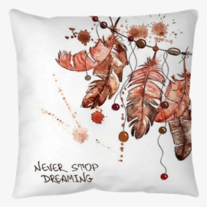 Watercolor Hanging Bird Feathers Throw Pillow • Pixers® #202653