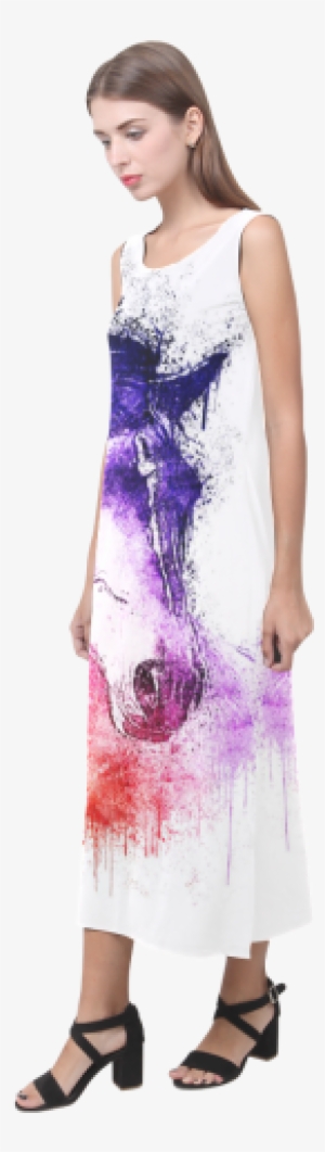 Watercolor Horse Phaedra Sleeveless Open Fork Long #203297