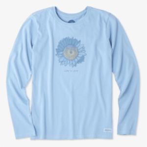 Women's Engraved Sunflower Long Sleeve Crusher - Long-sleeved T-shirt #203823