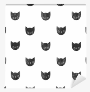 Seamless Pattern With Watercolor Black Cats - Watercolor Painting #203869